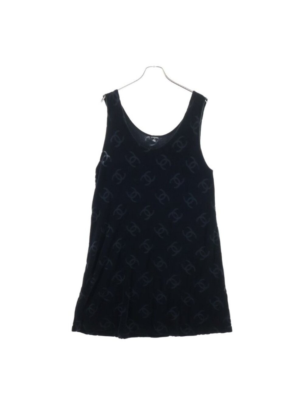 Chanel CC Logo Tan Top Dress Cotton Black